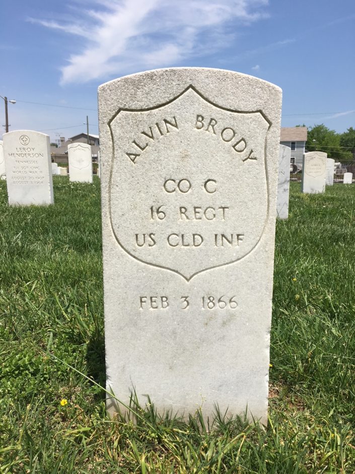 Alvin Brody, US Colored Infantry, gravestone in Knoxville's National Cemetery.