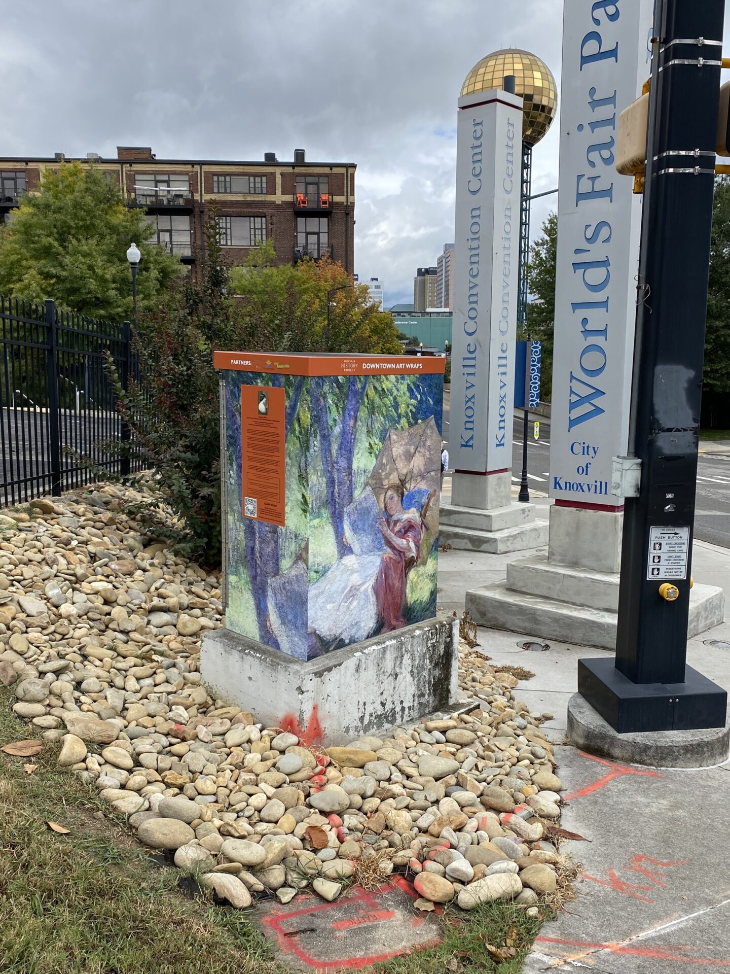 "Woman With Parasol" by Catherine Wiley (Knoxville Museum of Art.) at 11th Street and Clinch Avenue. Funded by a Tennessee Arts Commission grant.