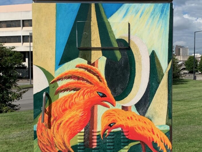 Abstract Birds and Landscape by Ruth Cobb Brice on East Hill Ave (McClung Historical Collection)
