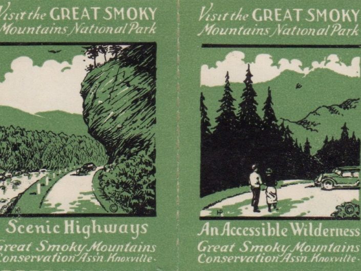 Strip 1 of Smoky Mountains Poster Stamps by Harry Ijams, circa 1937. (Courtesy of Paul James)