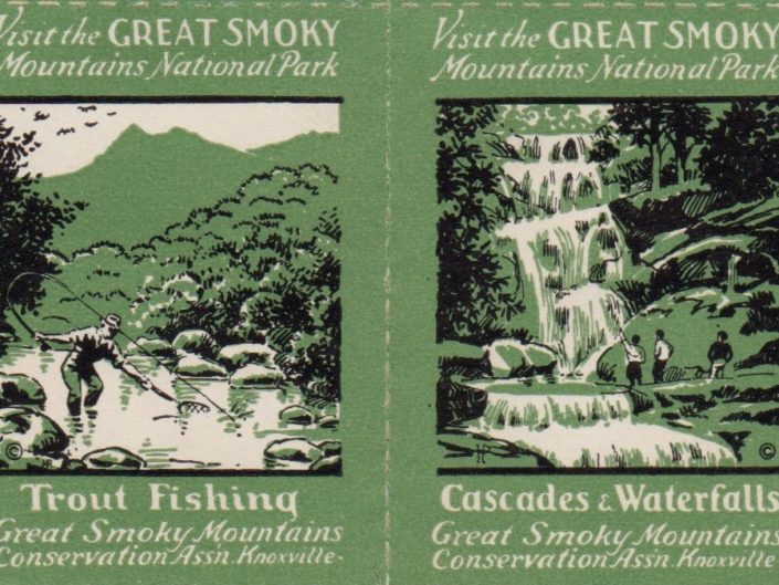 Strip 2 of Smoky Mountains Poster Stamps by Harry Ijams, circa 1937. (Courtesy of Paul James)