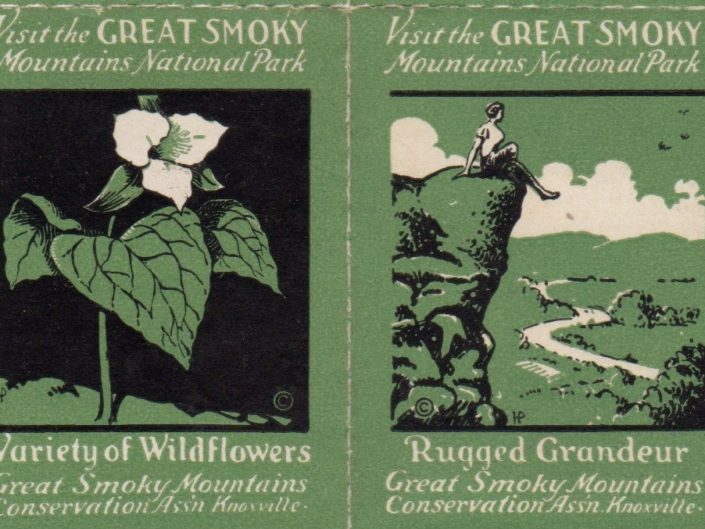 Strip 3 of Smoky Mountains Poster Stamps by Harry Ijams, circa 1937. (Courtesy of Paul James)