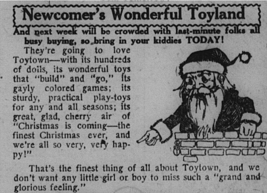 Newcomer's store ad, Knoxville Journal, December, 1918 (McClung Historical Collection) 