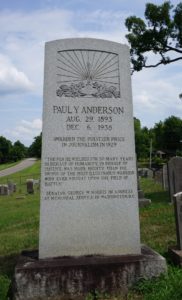 Paul Y. Anderson Grave at Island Home Baptist Church (KHP Photo)