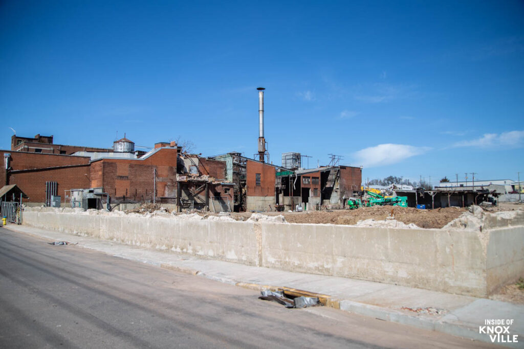 Demolition of Lay’s Meat Packing Plant, Between Willow and Jackson, Knoxville, March 5, 2021 (insideofknoxville.com)