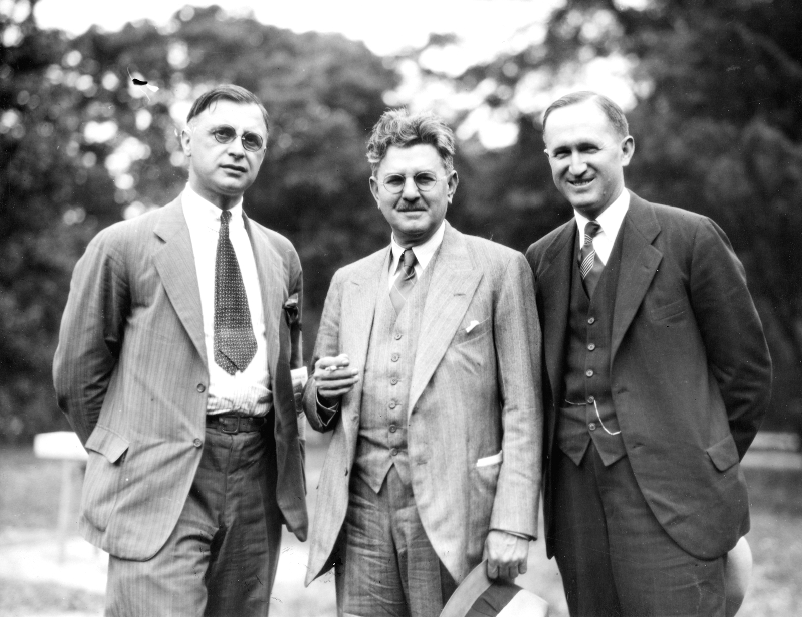 The success of the Smokies movement was due to Chapman’s close ties with the leaders of the National Park Service, as seen here with Horace Allbright, NPS director (left) and assistant director, Arno Cammerer. (McClung Historical Collection.) 