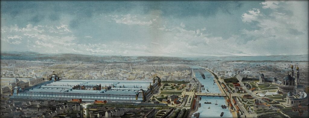 “Aerial View of the Exposition Universelle, Paris, 1878.” (Wikipedia.org)