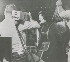 A cameraman films what looks to be Joan Tolliver at ABC's Hootenanny at UT, 1964. (Volunteer Yearbook, University of Tennessee Libraries Digital Collection.)