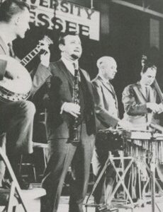 Pete Fountain (center with clarinet) on ABC's 1964 Hootenanny. (University of Tennessee Libraries Digital Collection.)