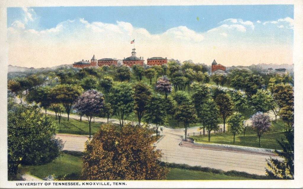 University of Tennessee's the Hill, circa 1900. (Alec Riedl Knoxville Postcard Collection, KHP.)