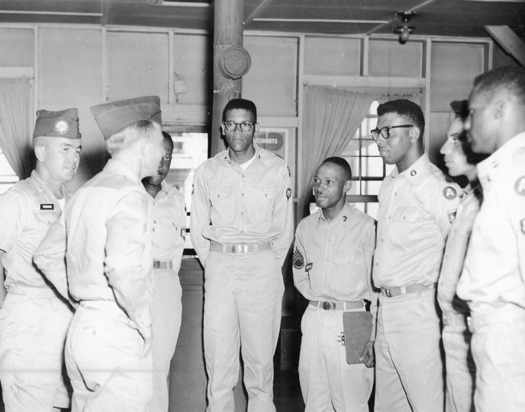 Bob Booker (center) during his army years, 1950s. (Bob Booker Collection.)