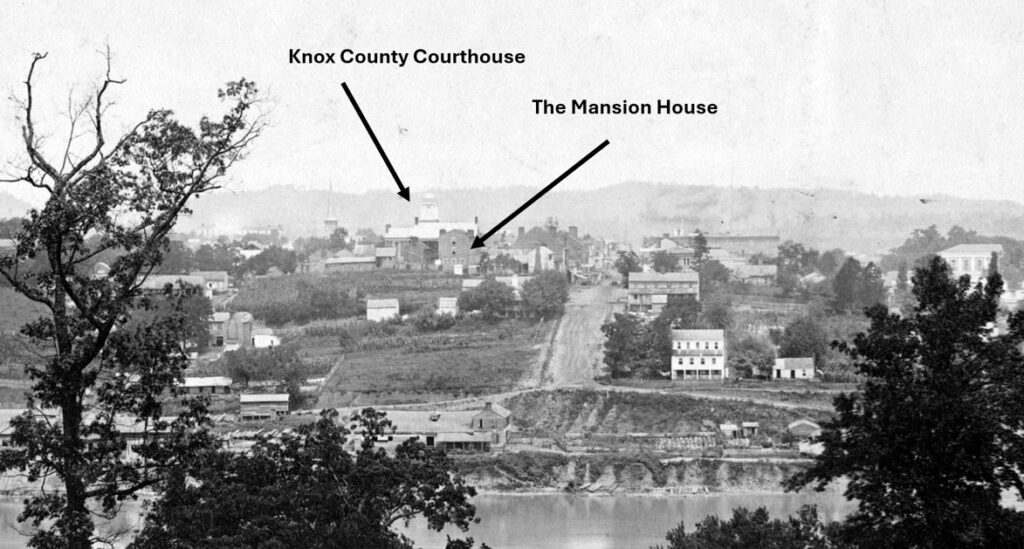 Knoxville, circa 1865. The Mansion House was located on the southside of Main Street opposite the courthouse. (Library of Congress.)