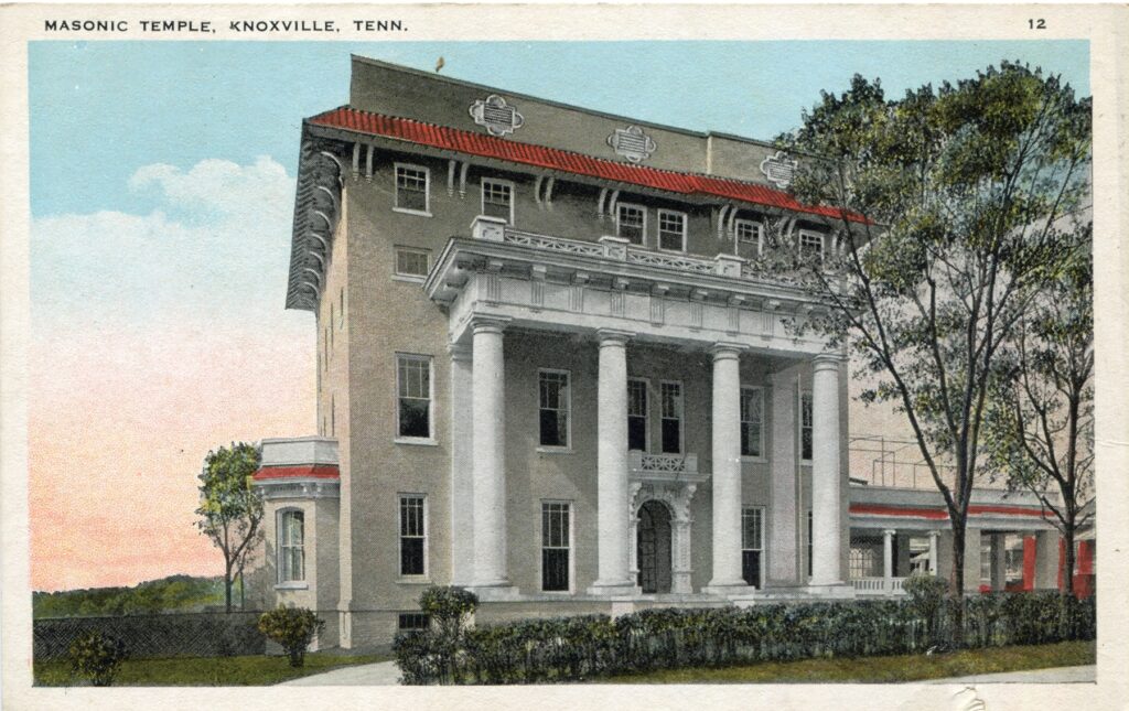 The Mason Temple showing the south-facing bay window, a prominent feature its days as the Charles McGhee house. (Alec Riedl Knoxville Postcard Collection/KHP.)